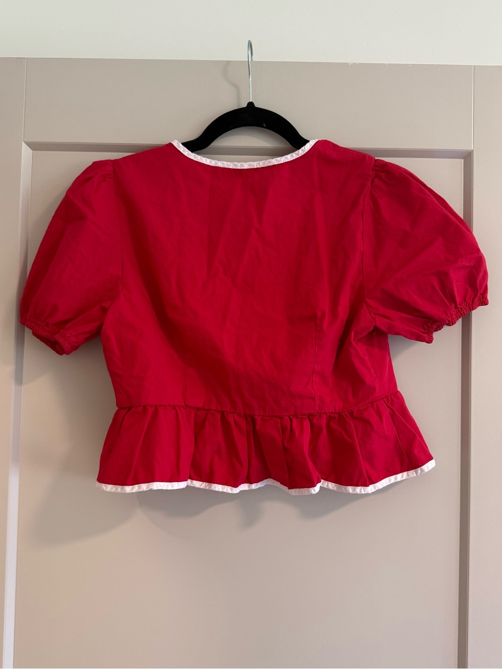 Altar’d State Brett Puff Sleeve Tie-Front Top Red, size S, like new! - Picture 4 of 6